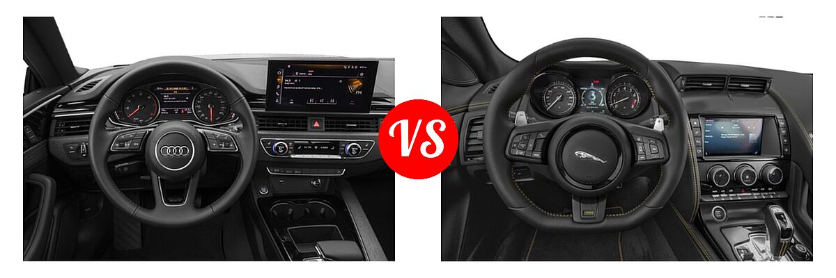2022 Audi A5 Coupe S line Premium / S line Premium Plus / S line Prestige vs. 2018 Jaguar F-TYPE Coupe 400 Sport - Dashboard Comparison
