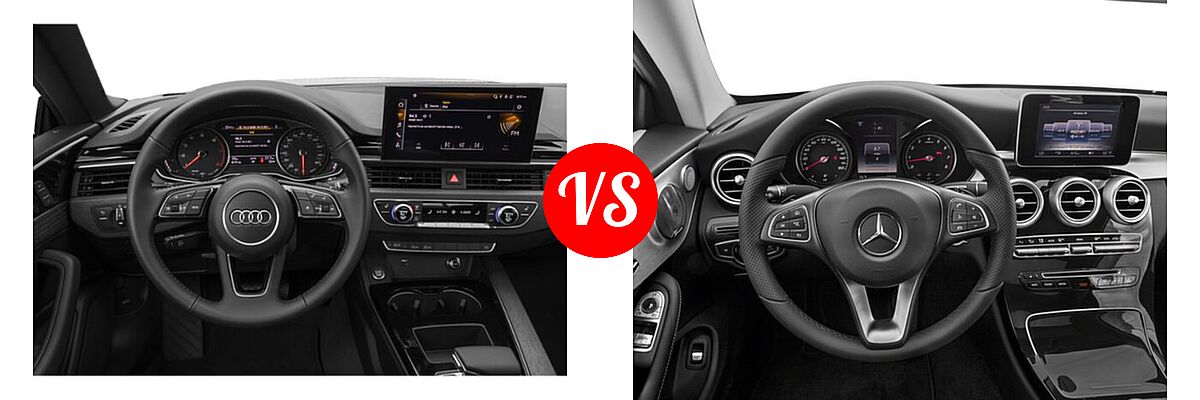 2022 Audi A5 Coupe S line Premium / S line Premium Plus / S line Prestige vs. 2018 Mercedes-Benz C-Class Coupe C 300 - Dashboard Comparison