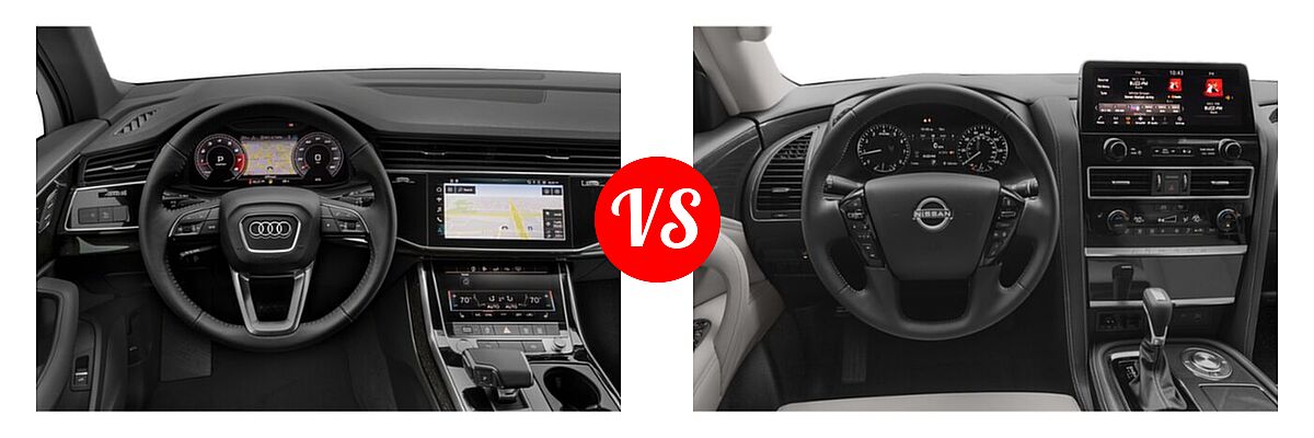 2022 Audi Q7 SUV Premium / Premium Plus / Prestige vs. 2022 Nissan Armada SUV Platinum / S / SV - Dashboard Comparison