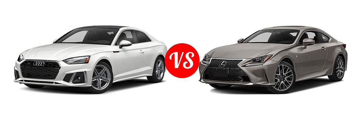 2022 Audi A5 Coupe S line Premium / S line Premium Plus / S line Prestige vs. 2018 Lexus RC 350 Coupe RC 350 - Front Left Comparison
