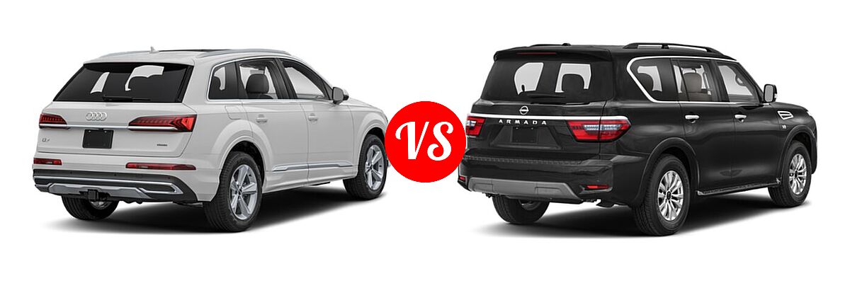 2022 Audi Q7 SUV Premium / Premium Plus / Prestige vs. 2022 Nissan Armada SUV Platinum / S / SV - Rear Right Comparison