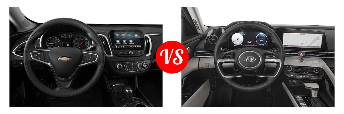 2022 Chevrolet Malibu Sedan LT vs. 2022 Hyundai Elantra Sedan Hybrid Blue / Limited - Dashboard Comparison