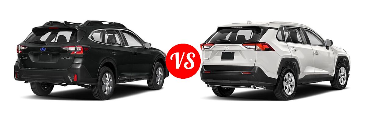 2022 Subaru Outback SUV Limited XT vs. 2022 Toyota RAV4 SUV LE - Rear Right Comparison