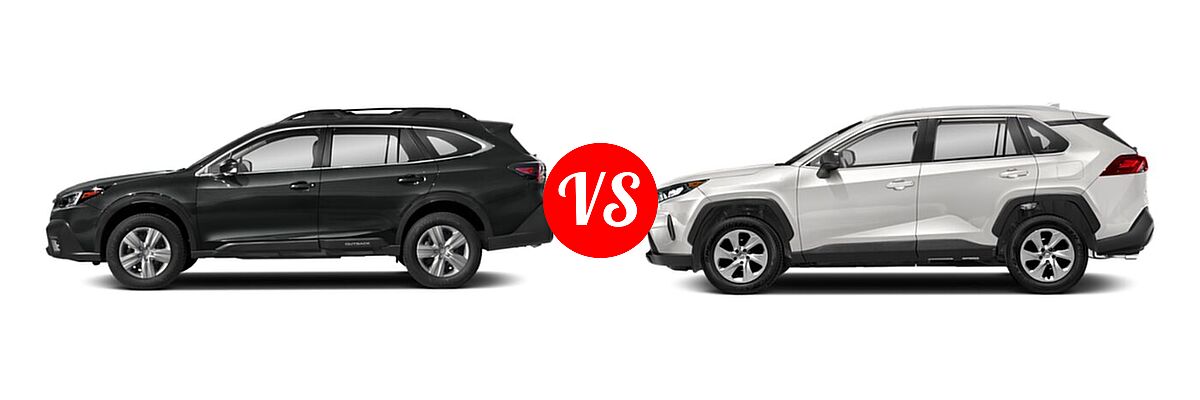 2022 Subaru Outback SUV Limited XT vs. 2022 Toyota RAV4 SUV LE - Side Comparison