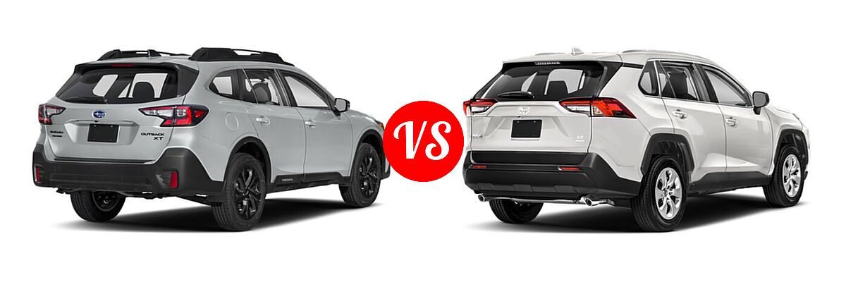 2022 Subaru Outback SUV Onyx Edition XT vs. 2022 Toyota RAV4 SUV LE - Rear Right Comparison