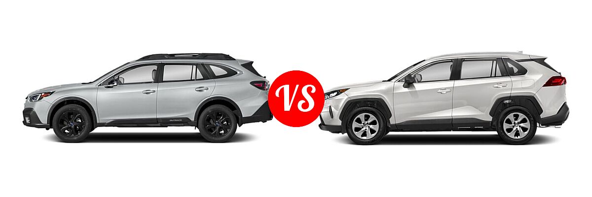 2022 Subaru Outback SUV Onyx Edition XT vs. 2022 Toyota RAV4 SUV LE - Side Comparison