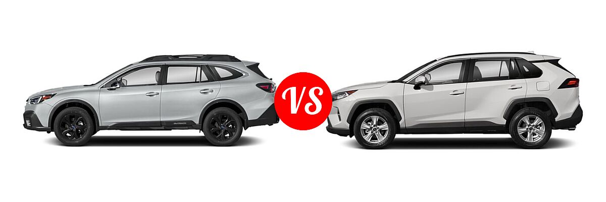 2022 Subaru Outback SUV Onyx Edition XT vs. 2022 Toyota RAV4 SUV XLE / XLE Premium - Side Comparison