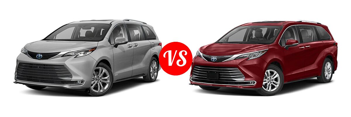 2021 Toyota Sienna Minivan Hybrid Platinum vs. 2022 Toyota Sienna Minivan Hybrid Limited - Front Left Comparison