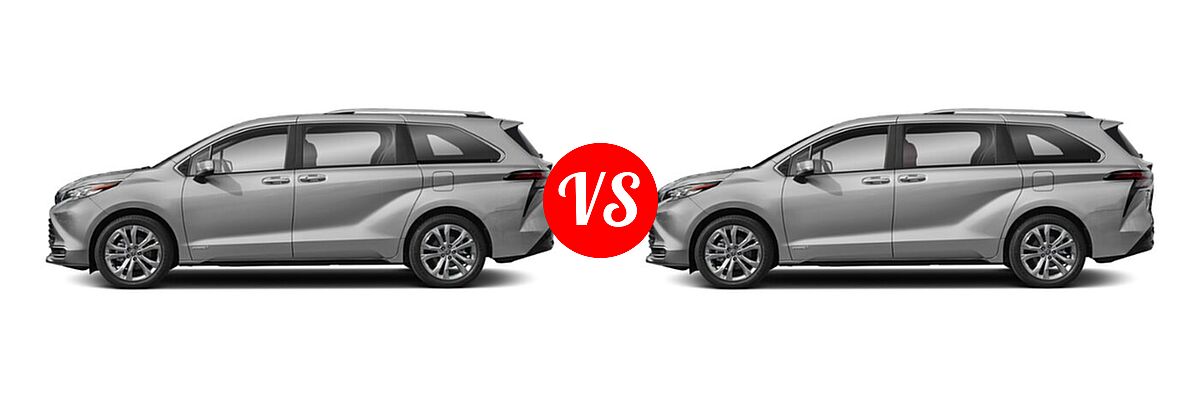 2021 Toyota Sienna Minivan Hybrid Platinum vs. 2022 Toyota Sienna Minivan Hybrid Platinum - Side Comparison