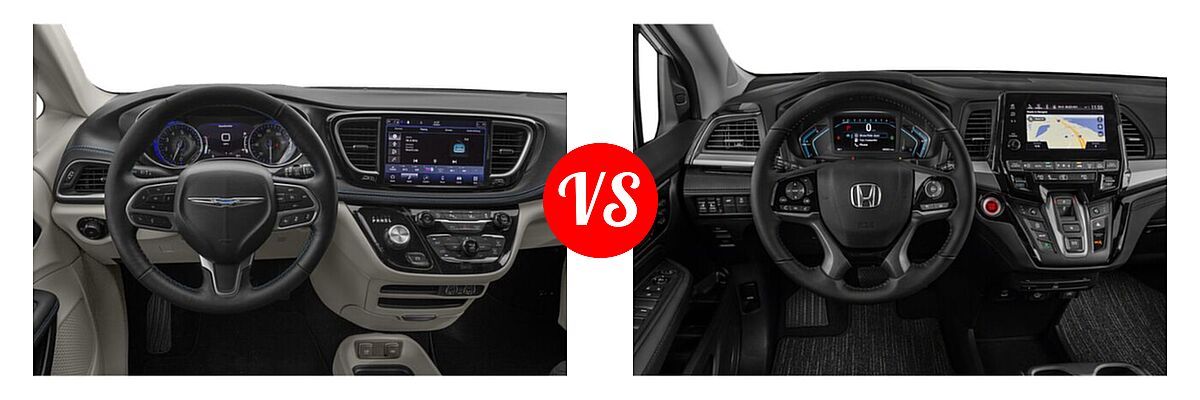 2021 Chrysler Pacifica Minivan Limited / Pinnacle / Touring / Touring L vs. 2021 Honda Odyssey Minivan Touring - Dashboard Comparison