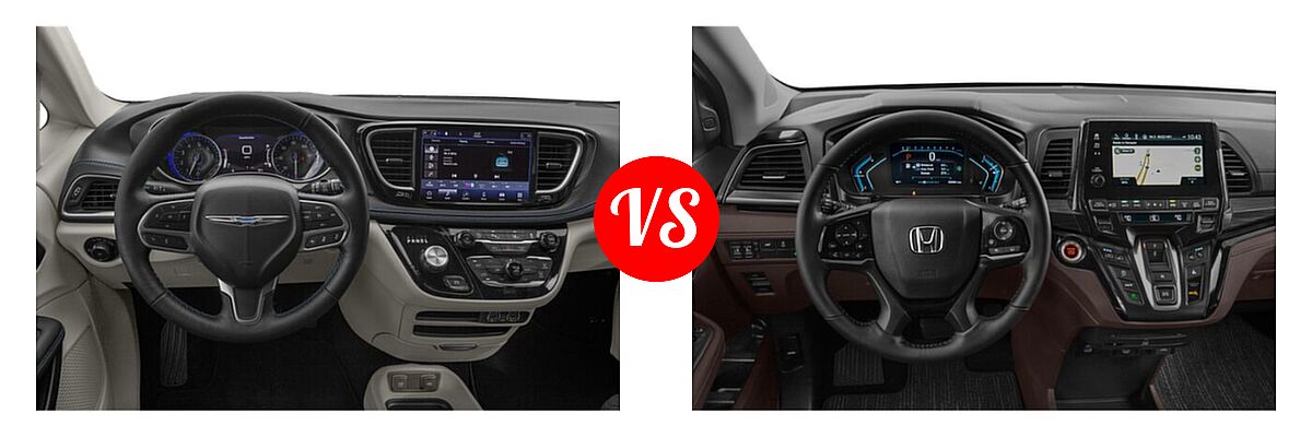 2021 Chrysler Pacifica Minivan Limited / Pinnacle / Touring / Touring L vs. 2021 Honda Odyssey Minivan Elite - Dashboard Comparison