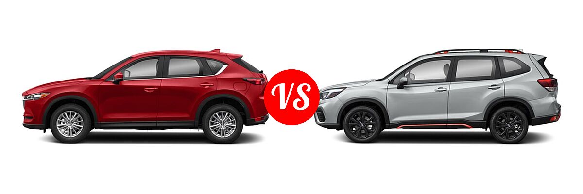 2021 Mazda CX-5 SUV Sport vs. 2021 Subaru Forester SUV Sport - Side Comparison