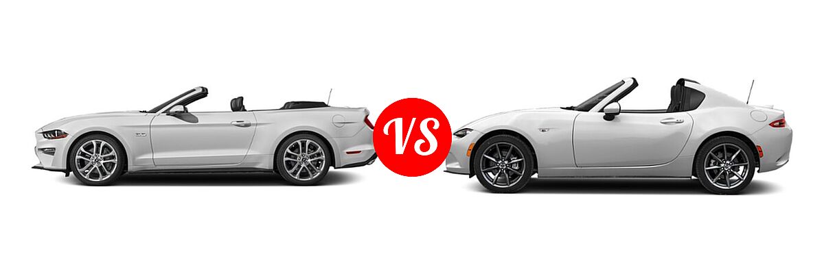 2021 Ford Mustang Convertible GT Premium vs. 2021 Mazda MX-5 Miata RF Convertible Grand Touring - Side Comparison