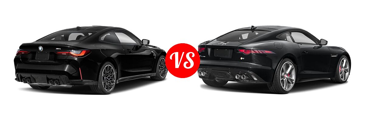2021 BMW M4 Coupe Competition / Coupe vs. 2018 Jaguar F-TYPE Coupe R-Dynamic - Rear Right Comparison