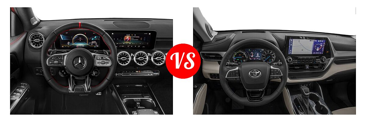 2021 Mercedes-Benz GLB-Class 35 AMG SUV AMG GLB 35 vs. 2021 Toyota Highlander Hybrid SUV Hybrid Hybrid Platinum - Dashboard Comparison