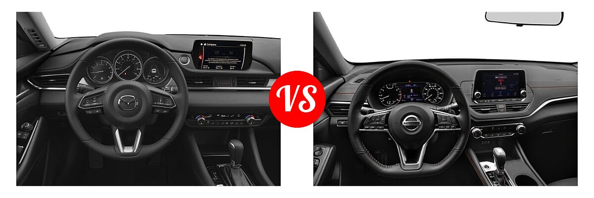 2021 Mazda 6 Sedan Grand Touring vs. 2021 Nissan Altima Sedan 2.0 SR / 2.5 SR - Dashboard Comparison