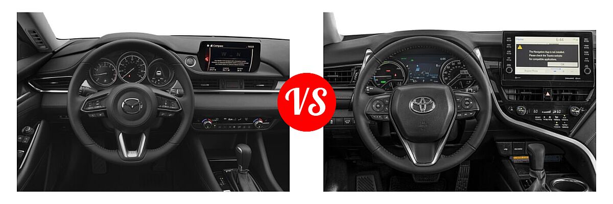 2021 Mazda 6 Sedan Grand Touring vs. 2021 Toyota Camry Hybrid Sedan Hybrid Hybrid XSE - Dashboard Comparison