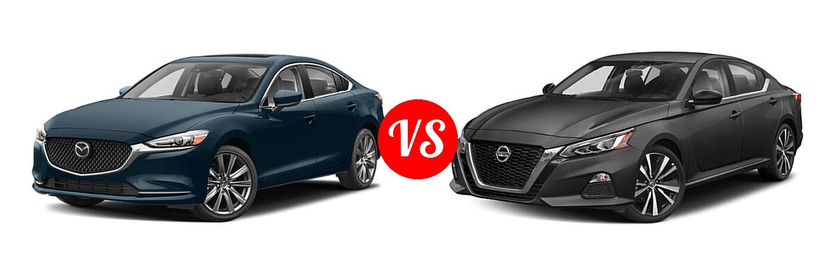 2021 Mazda 6 Sedan Grand Touring vs. 2021 Nissan Altima Sedan 2.0 SR / 2.5 SR - Front Left Comparison