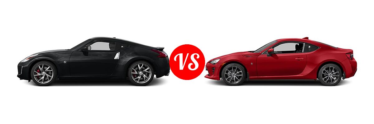 2017 Nissan 370Z Coupe Coupe Auto / Coupe Manual / Sport / Sport Tech / Touring vs. 2017 Toyota 86 Coupe 860 Special Edition - Side Comparison