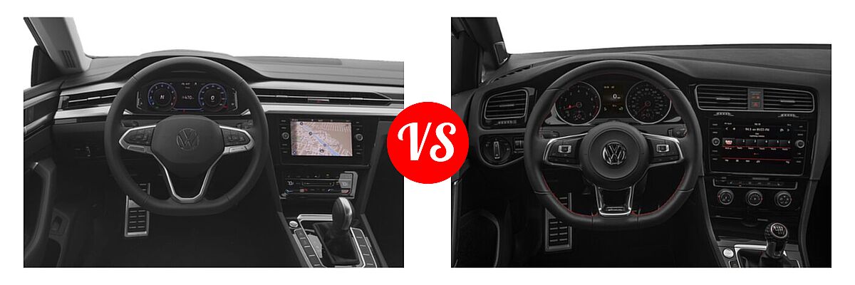 2021 Volkswagen Arteon Hatchback SE vs. 2021 Volkswagen Golf GTI Hatchback Autobahn / SE - Dashboard Comparison