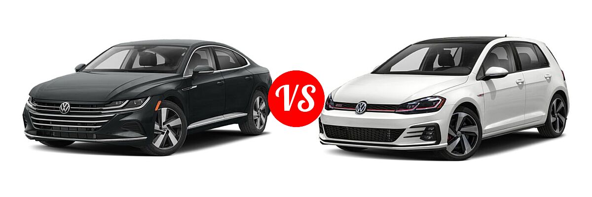 2021 Volkswagen Arteon Hatchback SE vs. 2021 Volkswagen Golf GTI Hatchback Autobahn / SE - Front Left Comparison