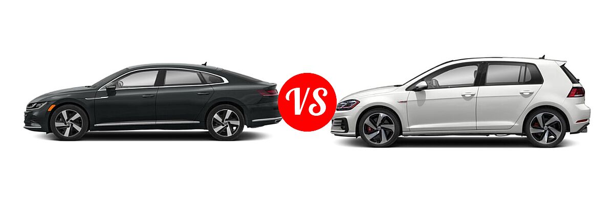 2021 Volkswagen Arteon Hatchback SE vs. 2021 Volkswagen Golf GTI Hatchback Autobahn / SE - Side Comparison
