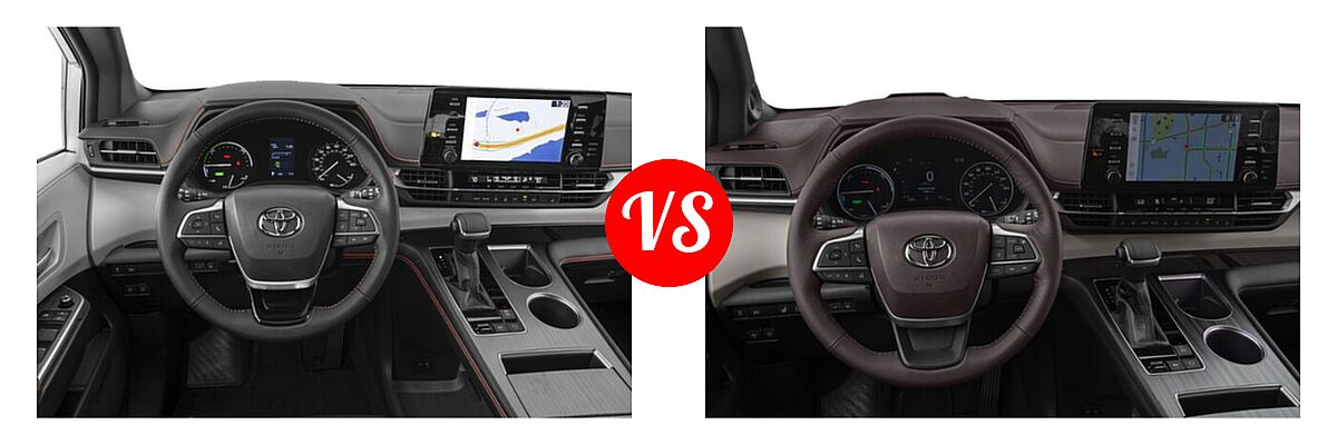 2021 Toyota Sienna Minivan Hybrid XSE vs. 2022 Toyota Sienna Minivan Hybrid Platinum - Dashboard Comparison