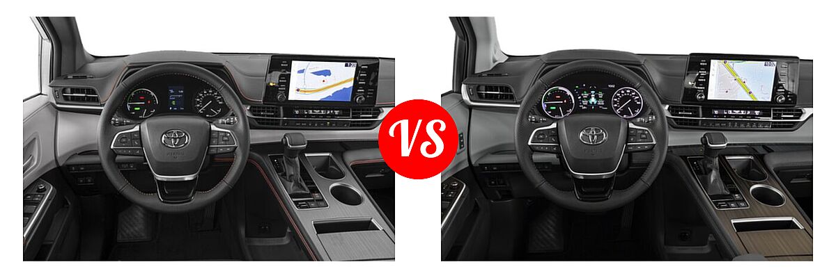 2021 Toyota Sienna Minivan Hybrid XSE vs. 2022 Toyota Sienna Minivan Hybrid Limited - Dashboard Comparison