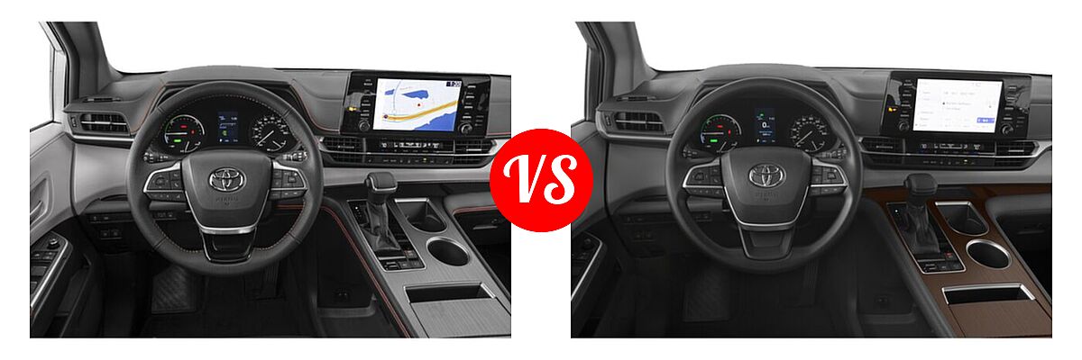 2021 Toyota Sienna Minivan Hybrid XSE vs. 2022 Toyota Sienna Minivan Hybrid LE - Dashboard Comparison