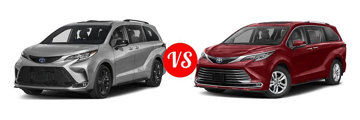2021 Toyota Sienna Minivan Hybrid XSE vs. 2022 Toyota Sienna Minivan Hybrid Limited - Front Left Comparison