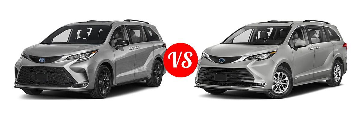 2021 Toyota Sienna Minivan Hybrid XSE vs. 2022 Toyota Sienna Minivan Hybrid XLE - Front Left Comparison
