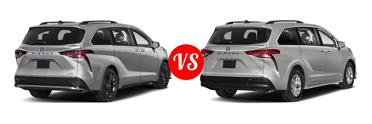 2021 Toyota Sienna Minivan Hybrid XSE vs. 2022 Toyota Sienna Minivan Hybrid XLE - Rear Right Comparison