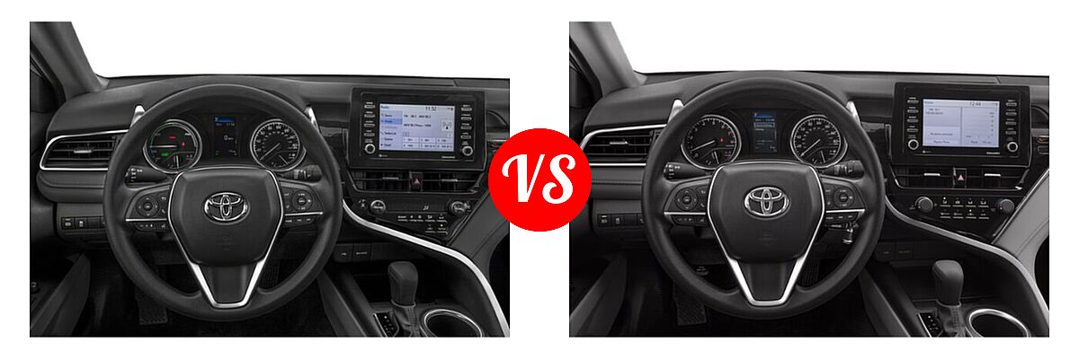 2021 Toyota Camry Hybrid Sedan Hybrid Hybrid LE vs. 2021 Toyota Camry Sedan LE - Dashboard Comparison