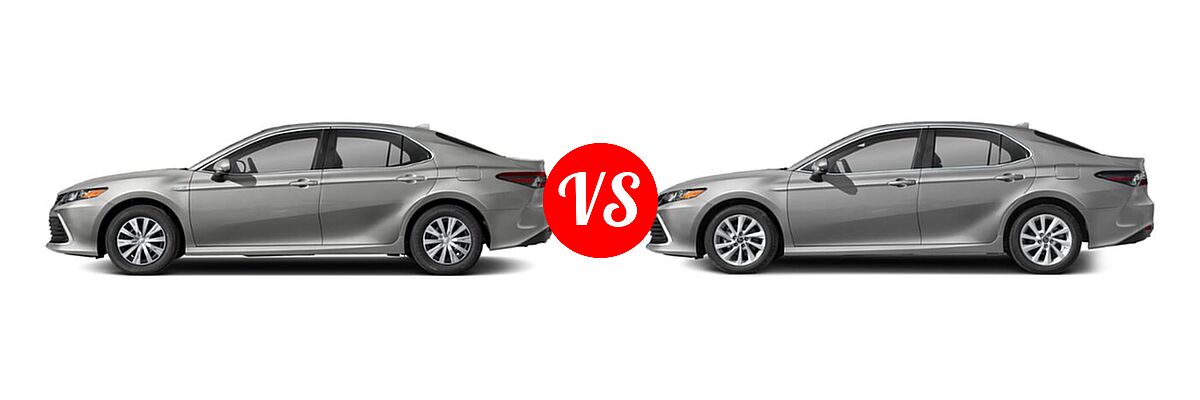 2021 Toyota Camry Hybrid Sedan Hybrid Hybrid LE vs. 2021 Toyota Camry Sedan LE - Side Comparison