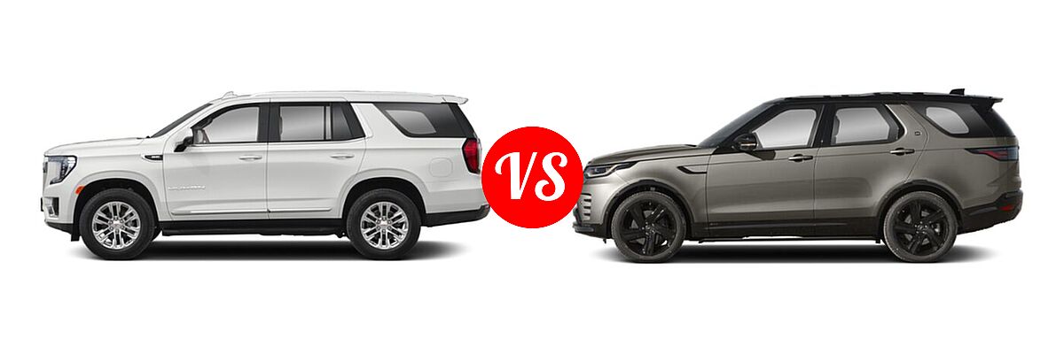 2021 GMC Yukon SUV SLT vs. 2021 Land Rover Discovery SUV HSE R-Dynamic / S / S R-Dynamic - Side Comparison