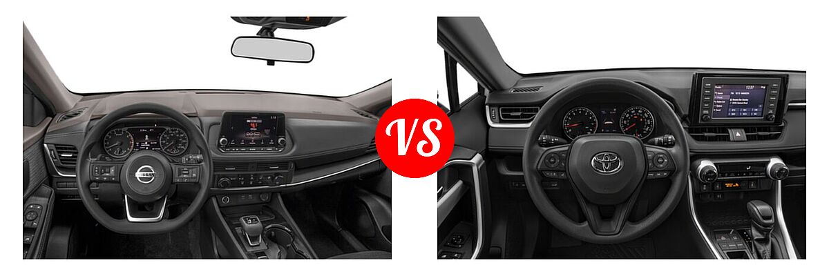 2021 Nissan Rogue SUV S / SL / SV vs. 2021 Toyota RAV4 SUV XLE / XLE Premium - Dashboard Comparison