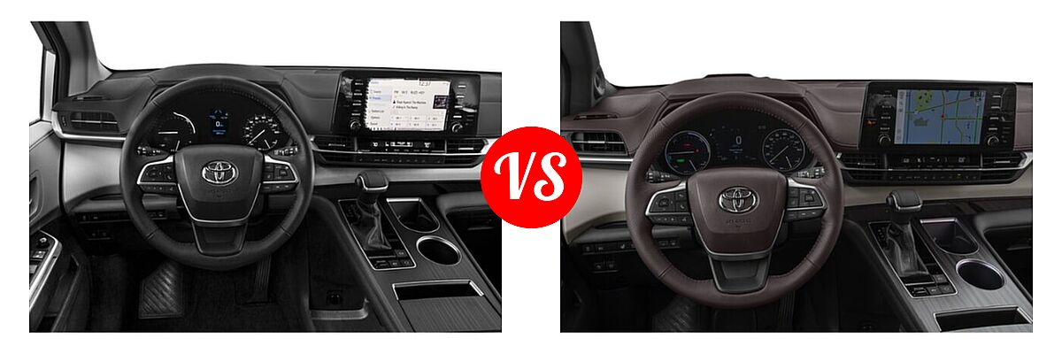 2021 Toyota Sienna Minivan Hybrid XLE vs. 2022 Toyota Sienna Minivan Hybrid Platinum - Dashboard Comparison