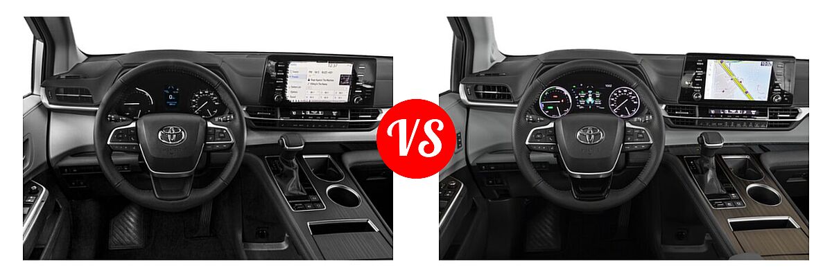 2021 Toyota Sienna Minivan Hybrid XLE vs. 2022 Toyota Sienna Minivan Hybrid Limited - Dashboard Comparison