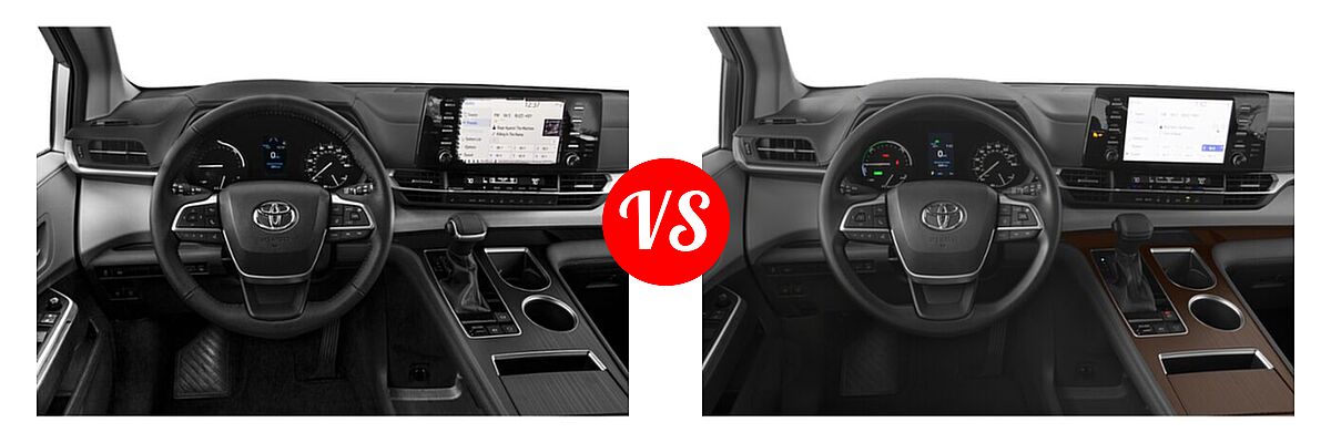 2021 Toyota Sienna Minivan Hybrid XLE vs. 2022 Toyota Sienna Minivan Hybrid LE - Dashboard Comparison