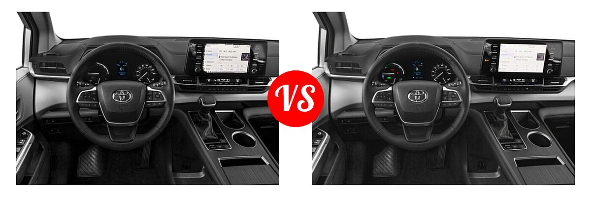 2021 Toyota Sienna Minivan Hybrid XLE vs. 2022 Toyota Sienna Minivan Hybrid XLE Woodland Edition - Dashboard Comparison