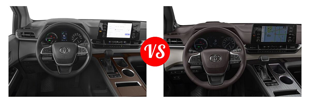 2021 Toyota Sienna Minivan Hybrid LE vs. 2022 Toyota Sienna Minivan Hybrid Platinum - Dashboard Comparison