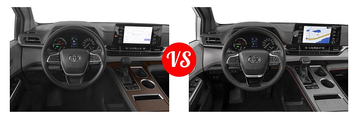 2021 Toyota Sienna Minivan Hybrid LE vs. 2022 Toyota Sienna Minivan Hybrid XSE - Dashboard Comparison
