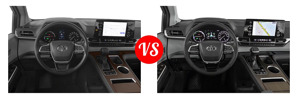 2021 Toyota Sienna Minivan Hybrid LE vs. 2022 Toyota Sienna Minivan Hybrid Limited - Dashboard Comparison