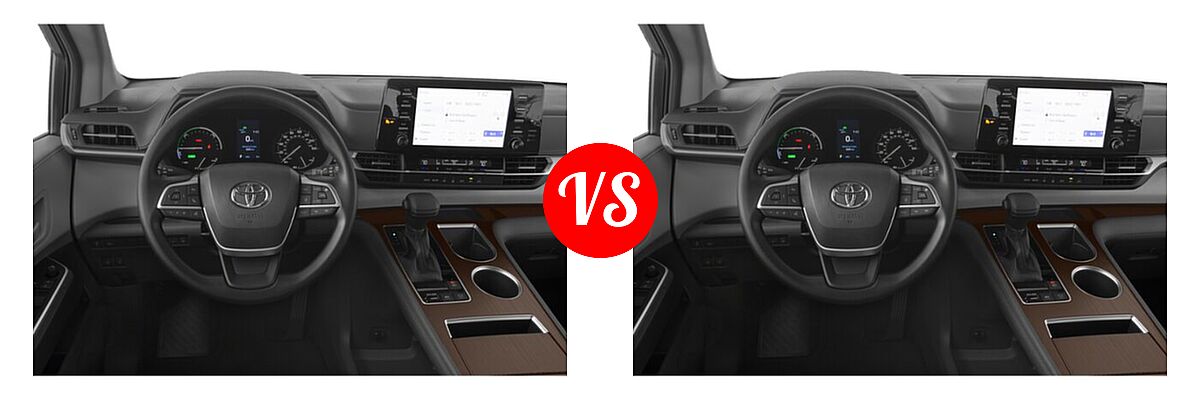 2021 Toyota Sienna Minivan Hybrid LE vs. 2022 Toyota Sienna Minivan Hybrid LE - Dashboard Comparison