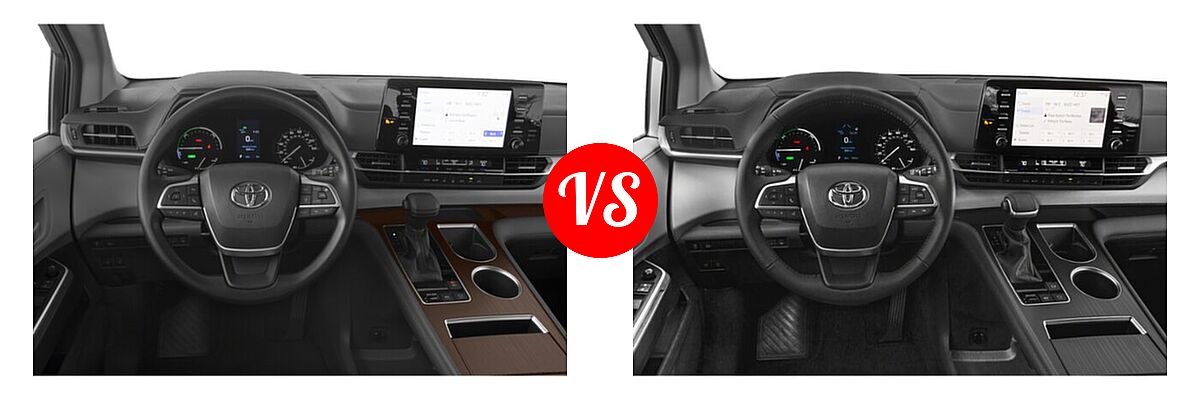 2021 Toyota Sienna Minivan Hybrid LE vs. 2022 Toyota Sienna Minivan Hybrid XLE - Dashboard Comparison