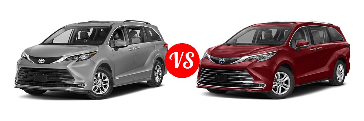 2021 Toyota Sienna Minivan Hybrid XLE vs. 2022 Toyota Sienna Minivan Hybrid Limited - Front Left Comparison
