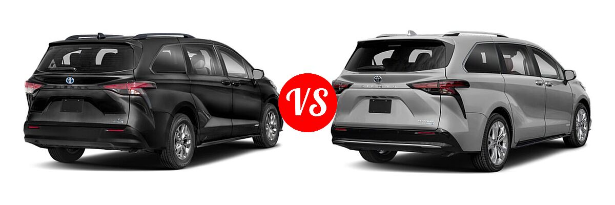 2021 Toyota Sienna Minivan Hybrid LE vs. 2022 Toyota Sienna Minivan Hybrid Platinum - Rear Right Comparison