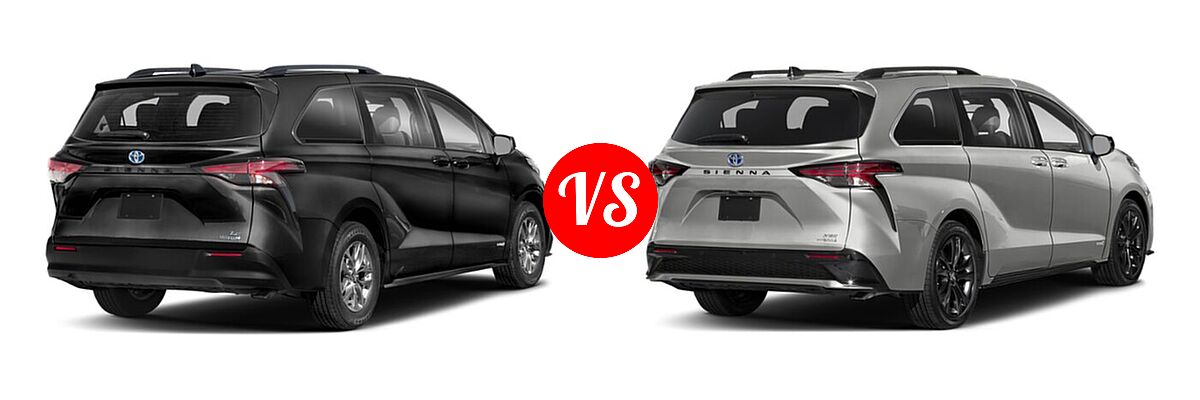 2021 Toyota Sienna Minivan Hybrid LE vs. 2022 Toyota Sienna Minivan Hybrid XSE - Rear Right Comparison