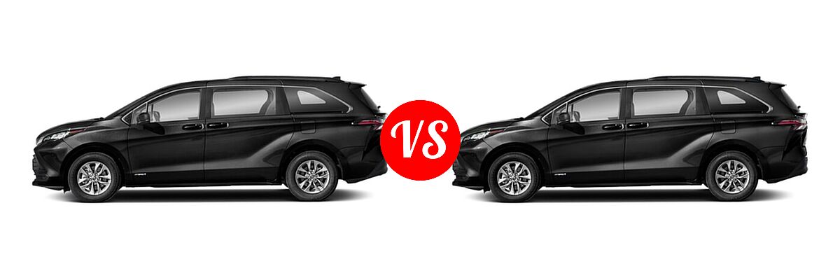 2021 Toyota Sienna Minivan Hybrid LE vs. 2022 Toyota Sienna Minivan Hybrid LE - Side Comparison