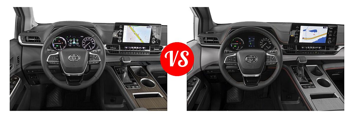 2021 Toyota Sienna Minivan Hybrid Limited vs. 2022 Toyota Sienna Minivan Hybrid XSE - Dashboard Comparison